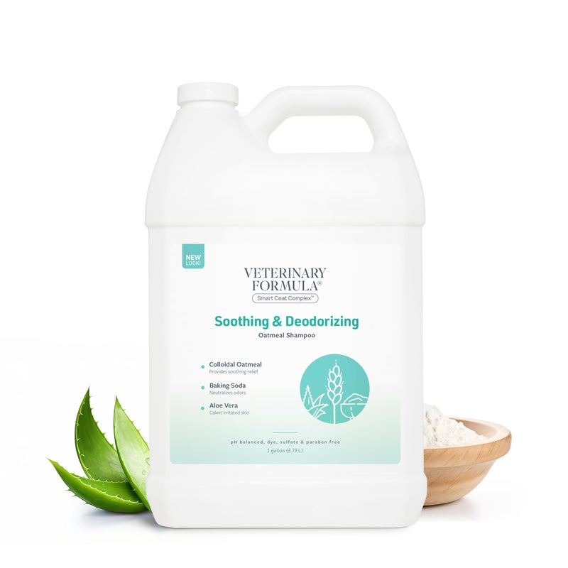 Veterinary Formula Smart Coat Complex Soothing and Deodorizing Oatmeal Shampoo for Dogs, 128 Fl oz â€“ Baking Soda Eliminates Odors, Aloe Vera & Oatmeal Cleanse and Hydrate Skin â€“ Long-Lasting Fragrance - Image 1